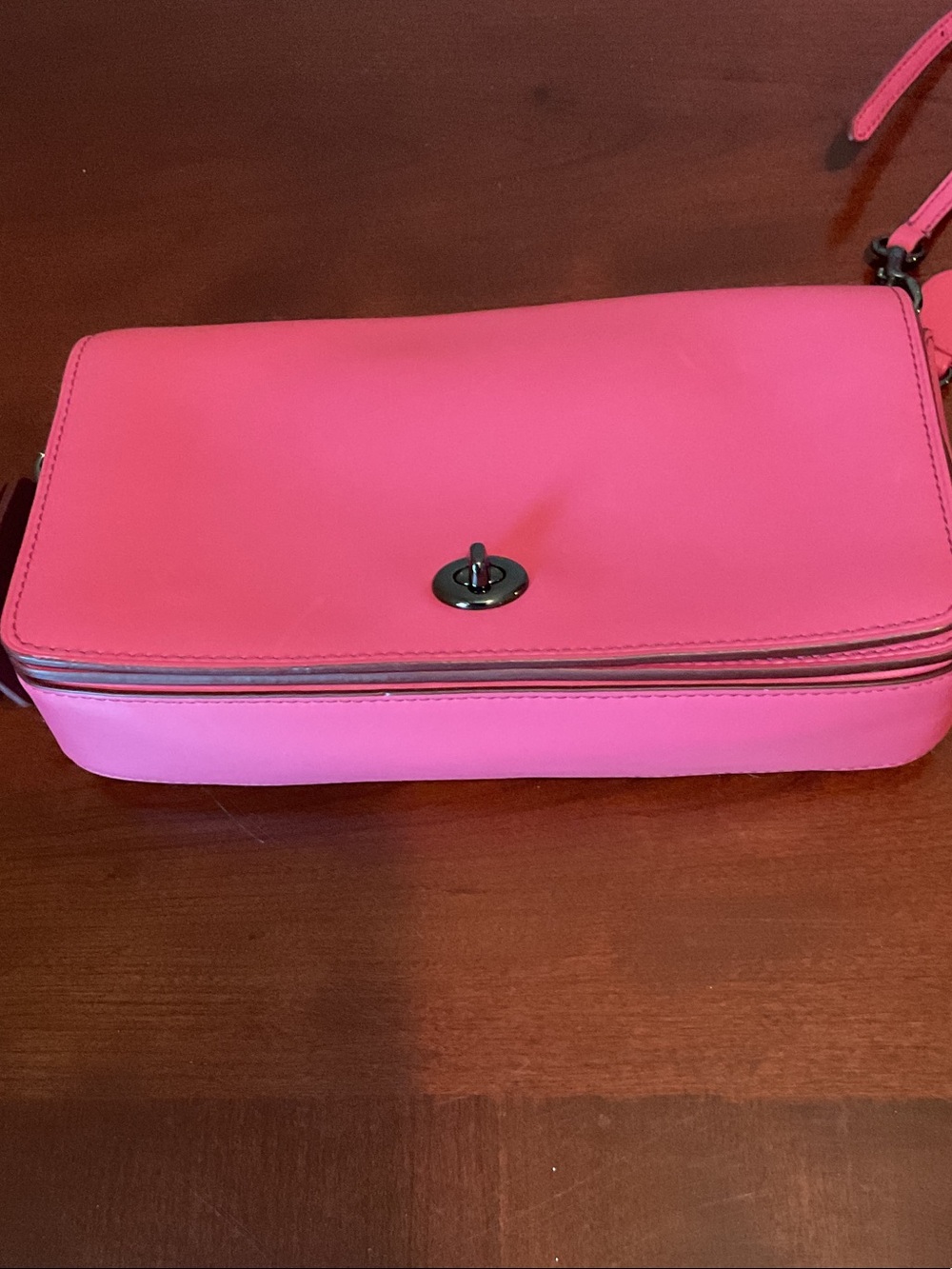 Coach Hot Pink Leather Crossbody with Turn-Lock - Picture 7 of 12
